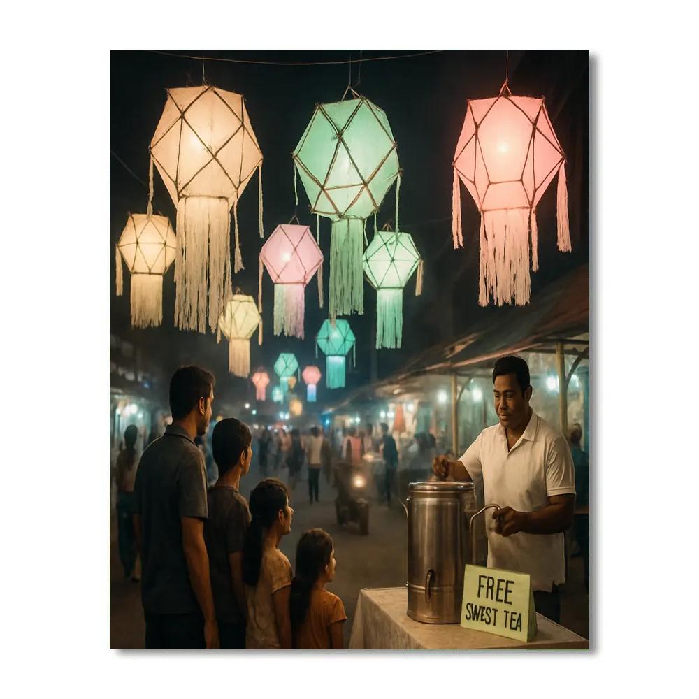 Vesak Lanterns Colombo Night Street Number painting
