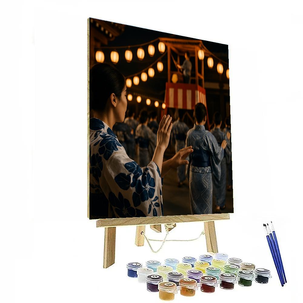 Obon Bon Odori Dance Kyoto Temple Grounds paint by color