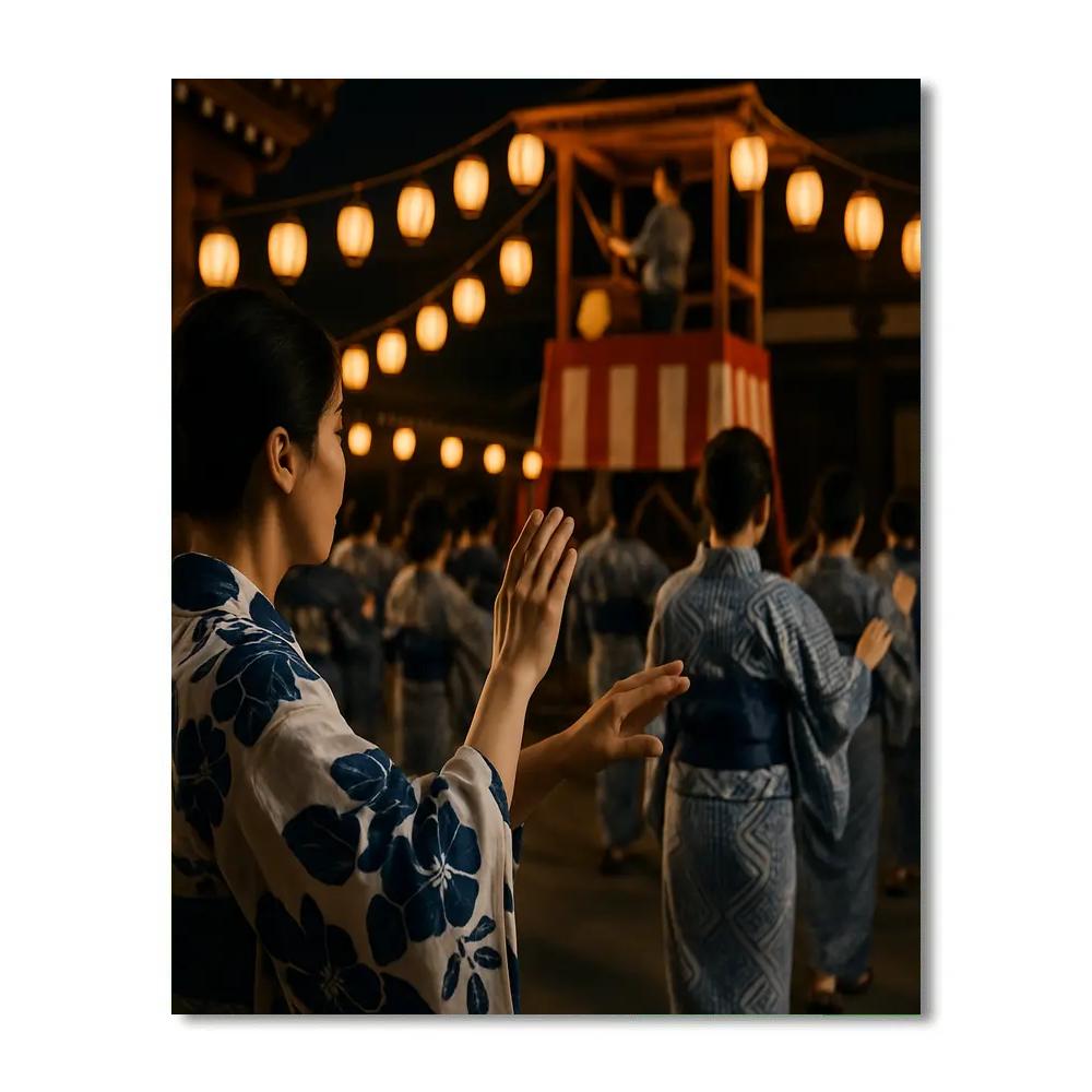 Obon Bon Odori Dance Kyoto Temple Grounds paint by color