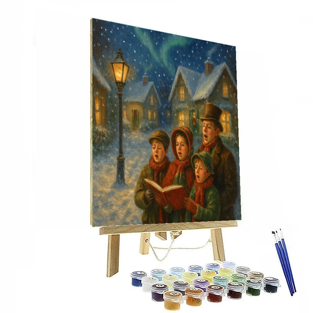 Starlit Carolers In Snowy Lane DIY paint by numbers