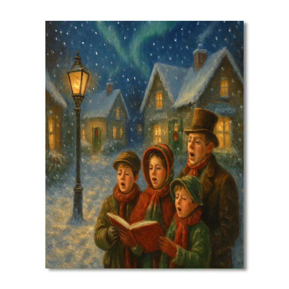 Starlit Carolers In Snowy Lane DIY paint by numbers