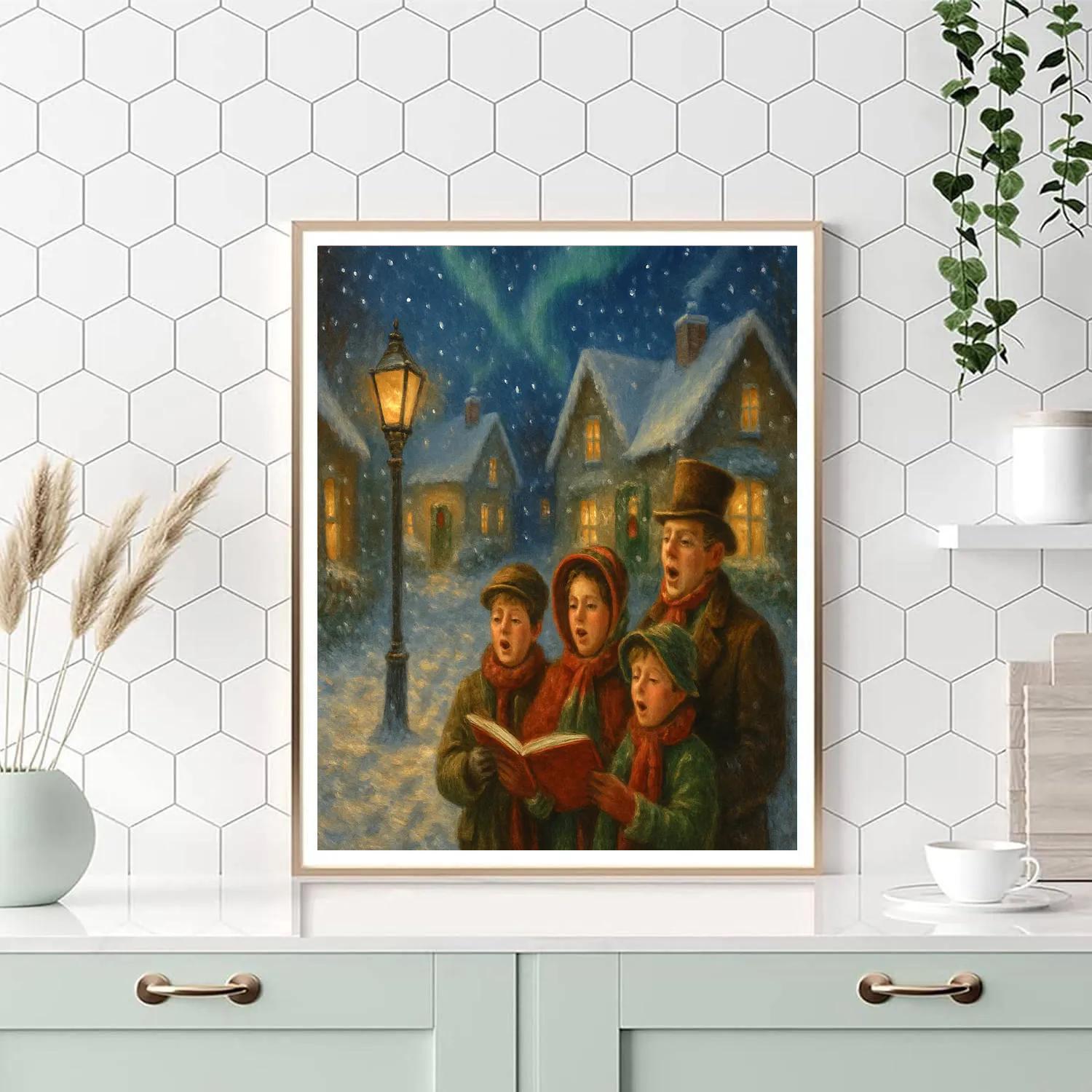 Starlit Carolers In Snowy Lane DIY paint by numbers