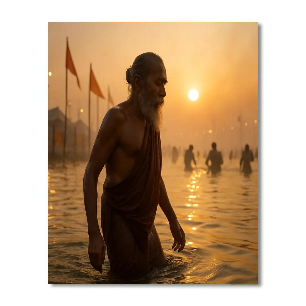 Kumbh Mela Sunrise Dip Prayagraj Paint by numbers kits