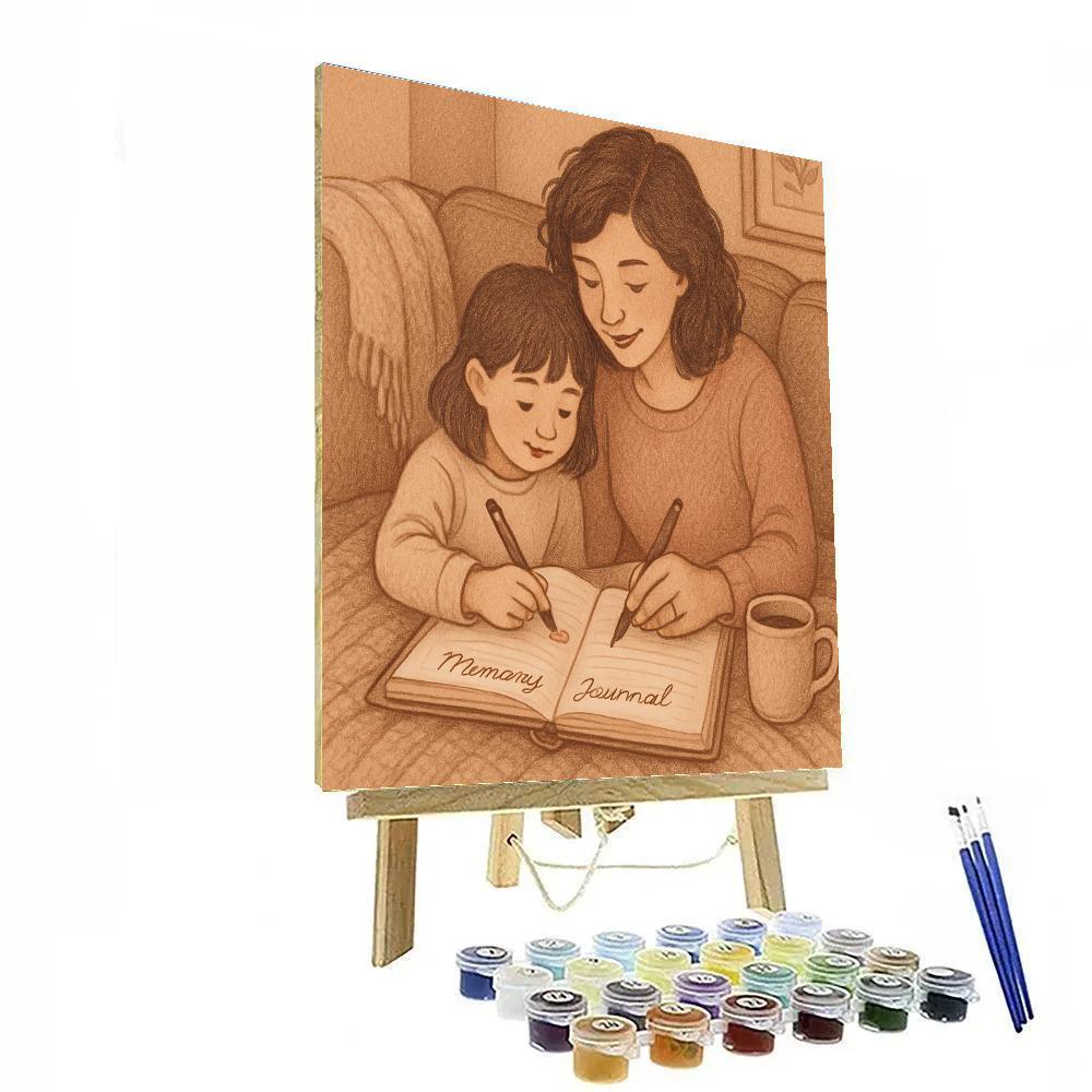 Mother And Child Keeping A Memory Journal Numbered painting kits