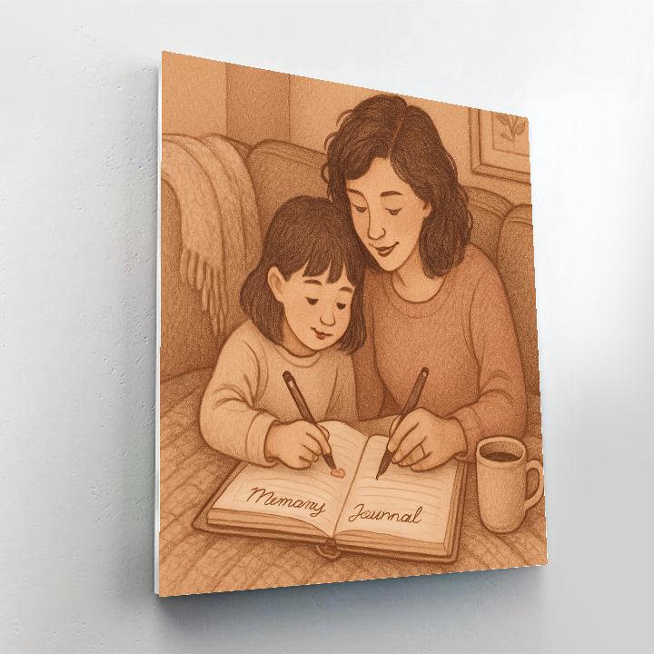 Mother And Child Keeping A Memory Journal Numbered painting kits