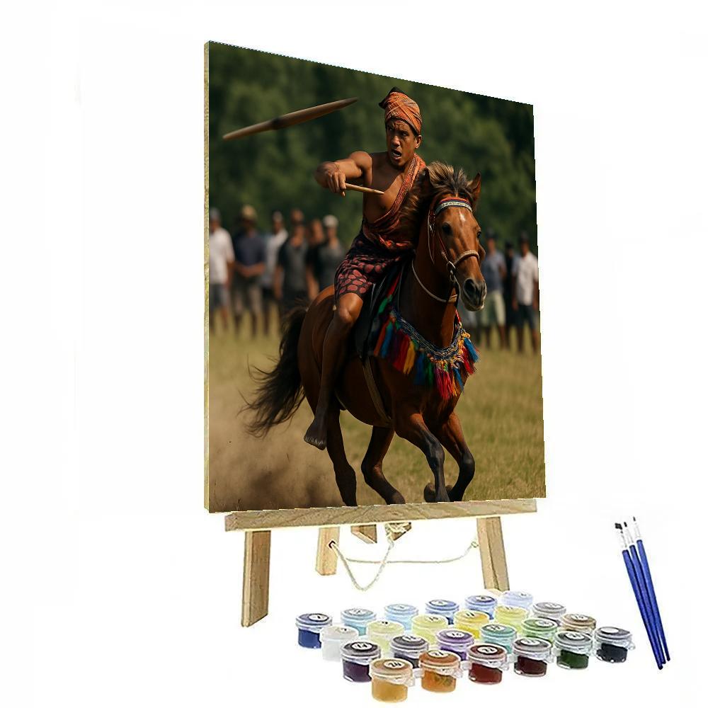Pasola Spear Ride Sumba Field Painting by numbers kit