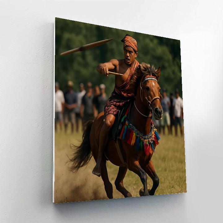 Pasola Spear Ride Sumba Field Painting by numbers kit