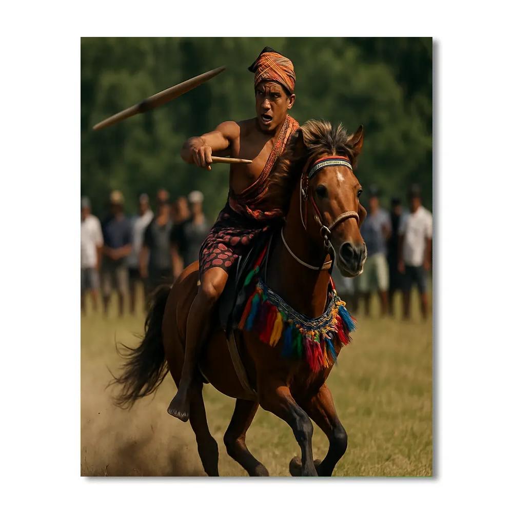 Pasola Spear Ride Sumba Field Painting by numbers kit