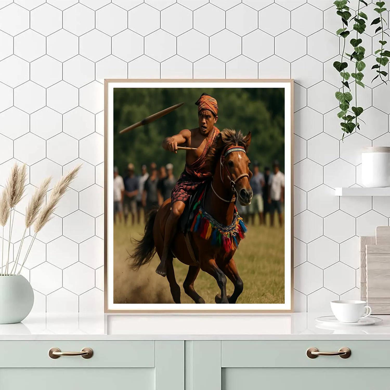 Pasola Spear Ride Sumba Field Painting by numbers kit