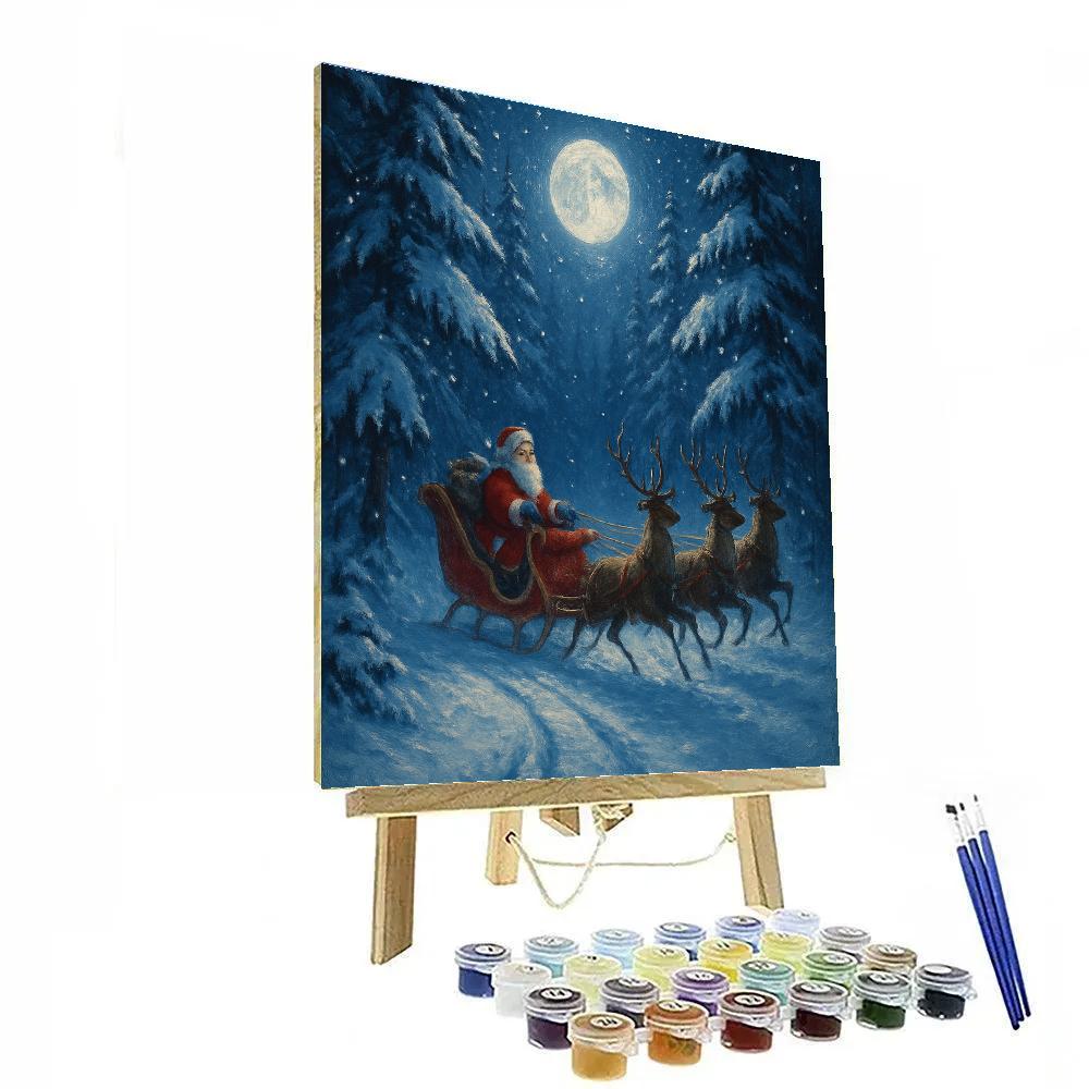 Moonlit Santa Forest Crossing Painting by numbers kit