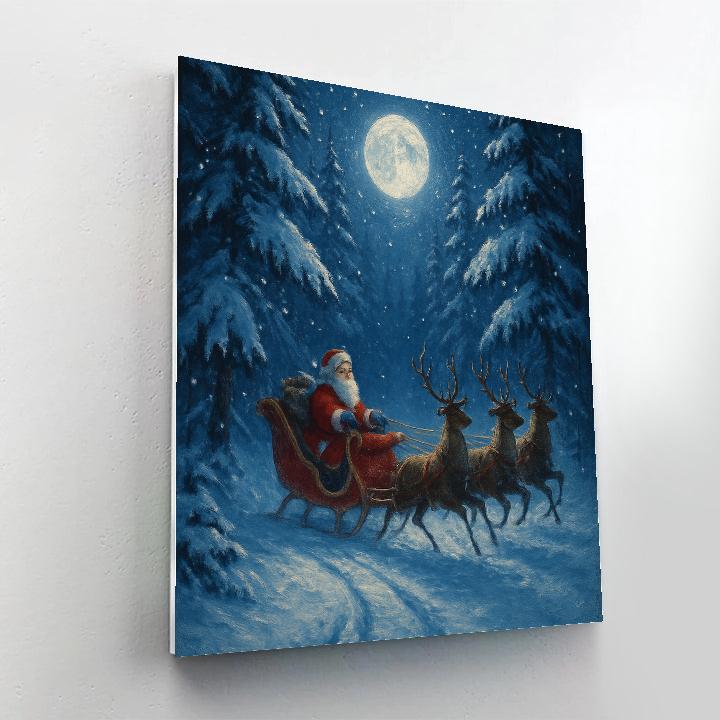Moonlit Santa Forest Crossing Painting by numbers kit