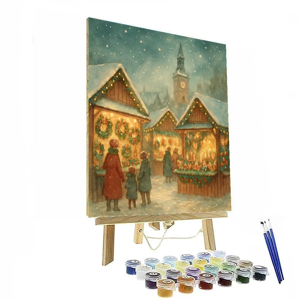 Christmas Market Under Falling Stars Painting by numbers kit
