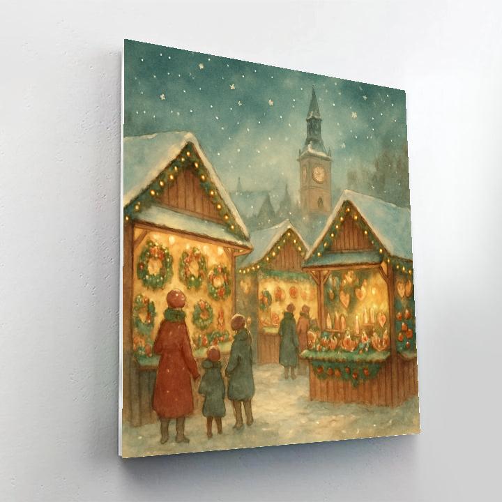 Christmas Market Under Falling Stars Painting by numbers kit