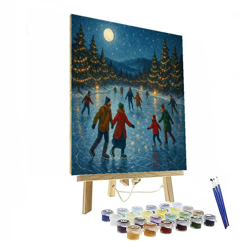 Frozen Lake Christmas Skaters paint by color