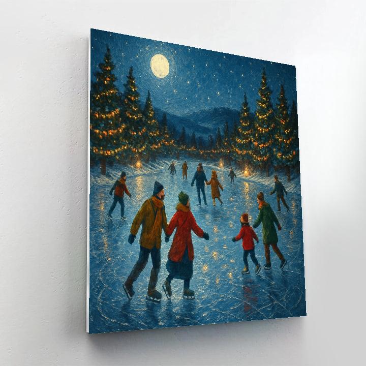 Frozen Lake Christmas Skaters paint by color
