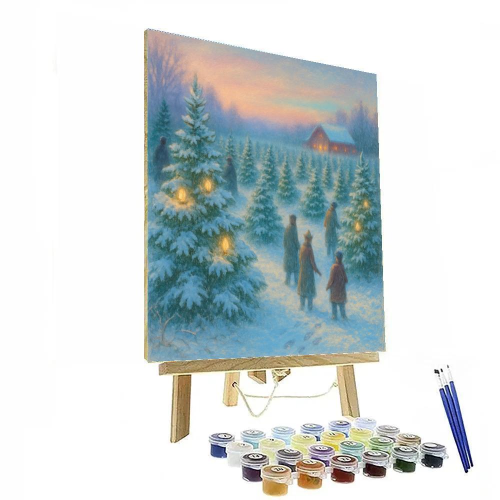 Twilight Christmas Tree Farm Glow Paint by numbers art