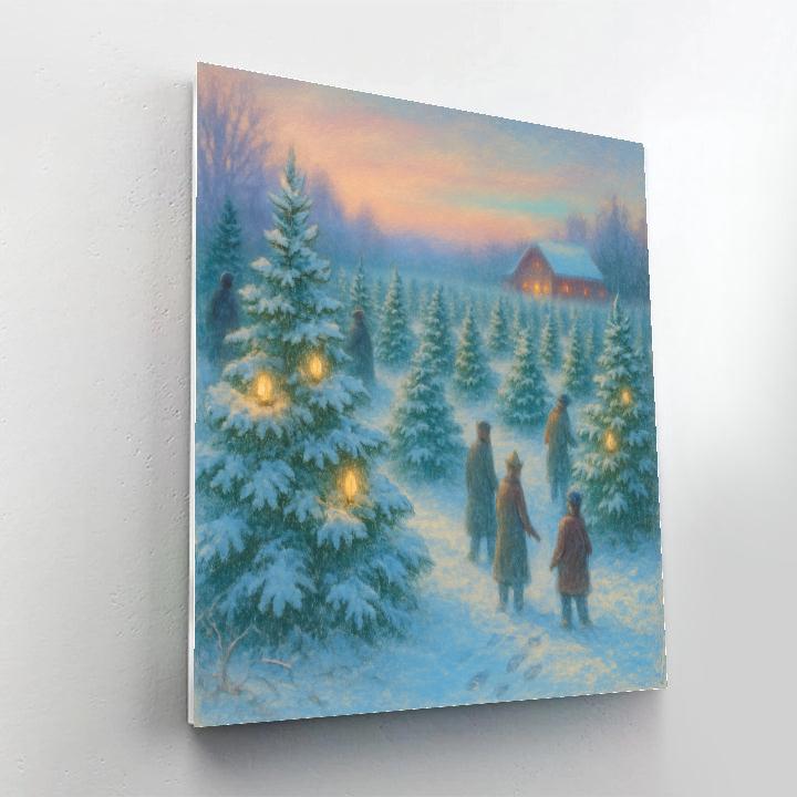 Twilight Christmas Tree Farm Glow Paint by numbers art