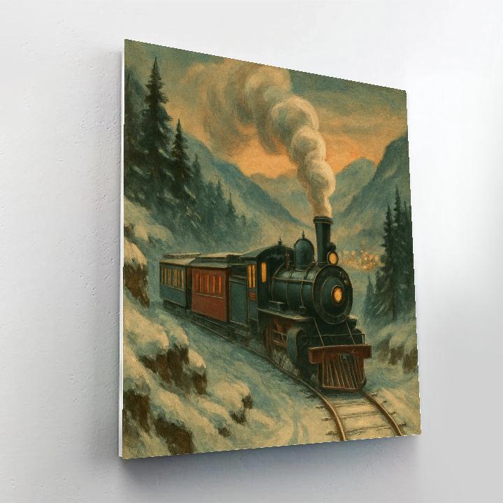 Snowy Train To Christmas Valley Painting by numbers kit