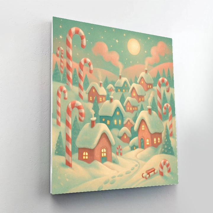 Candy Cane Hillside Village Number painting
