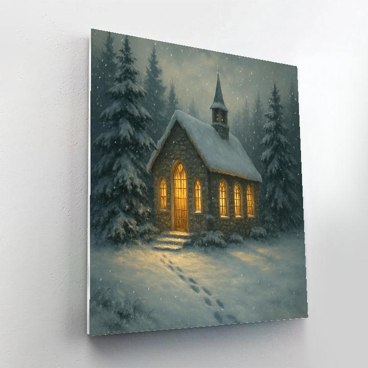 Silent Night Chapel In Pines painting number kit