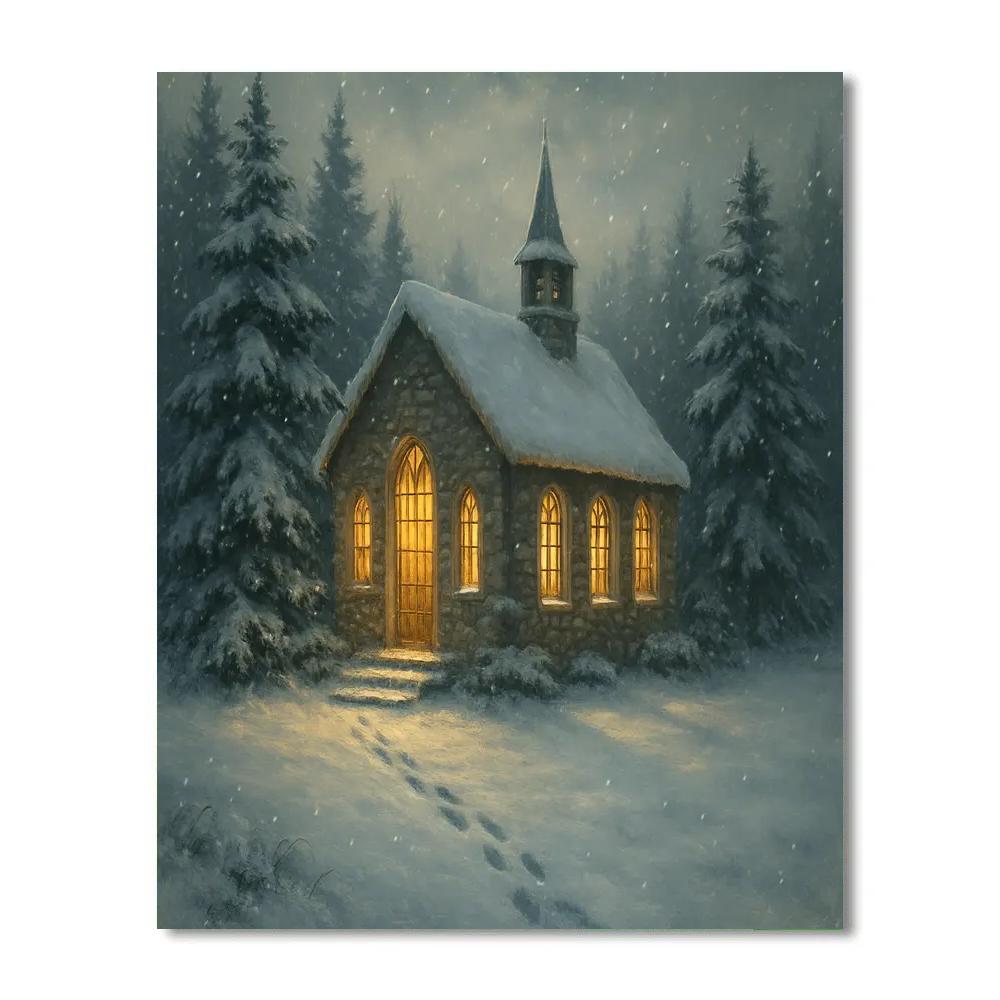 Silent Night Chapel In Pines painting number kit