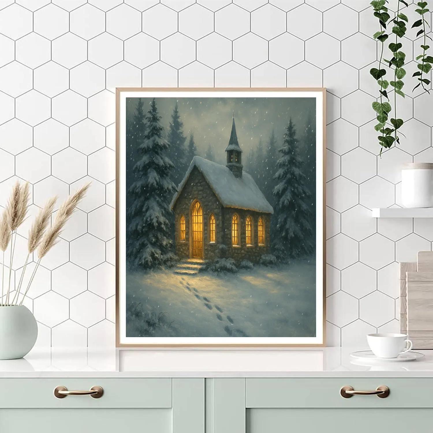 Silent Night Chapel In Pines painting number kit