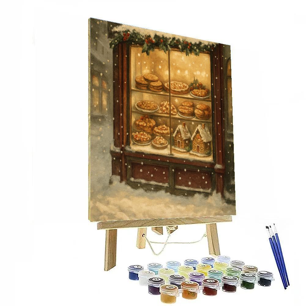 Christmas Bakery Window Glow paint by numbers