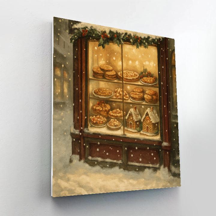Christmas Bakery Window Glow paint by numbers