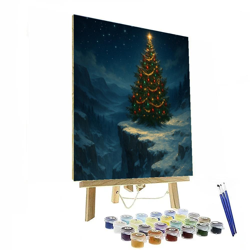 Christmas Tree On Frozen Cliff painting number kit