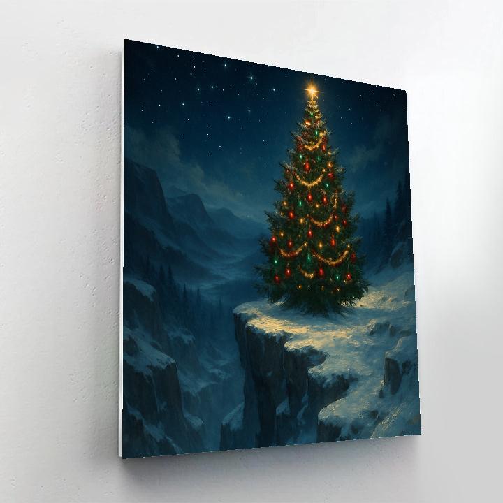 Christmas Tree On Frozen Cliff painting number kit