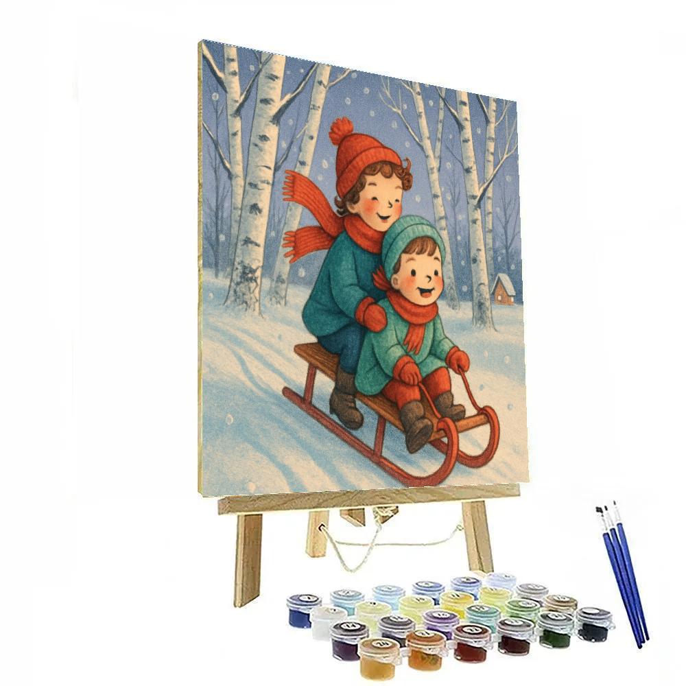 Holiday Sled Ride Through Birch Grove DIY paint by numbers