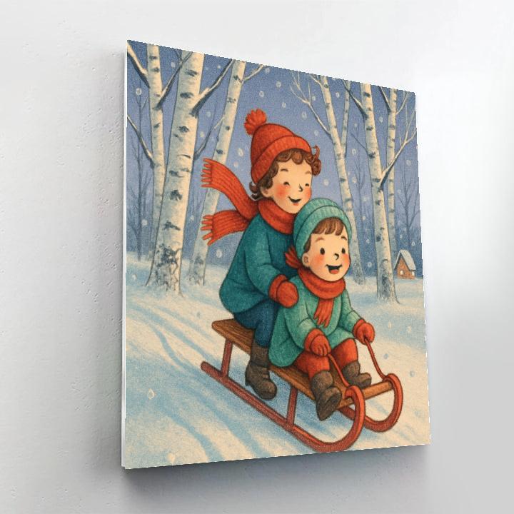 Holiday Sled Ride Through Birch Grove DIY paint by numbers
