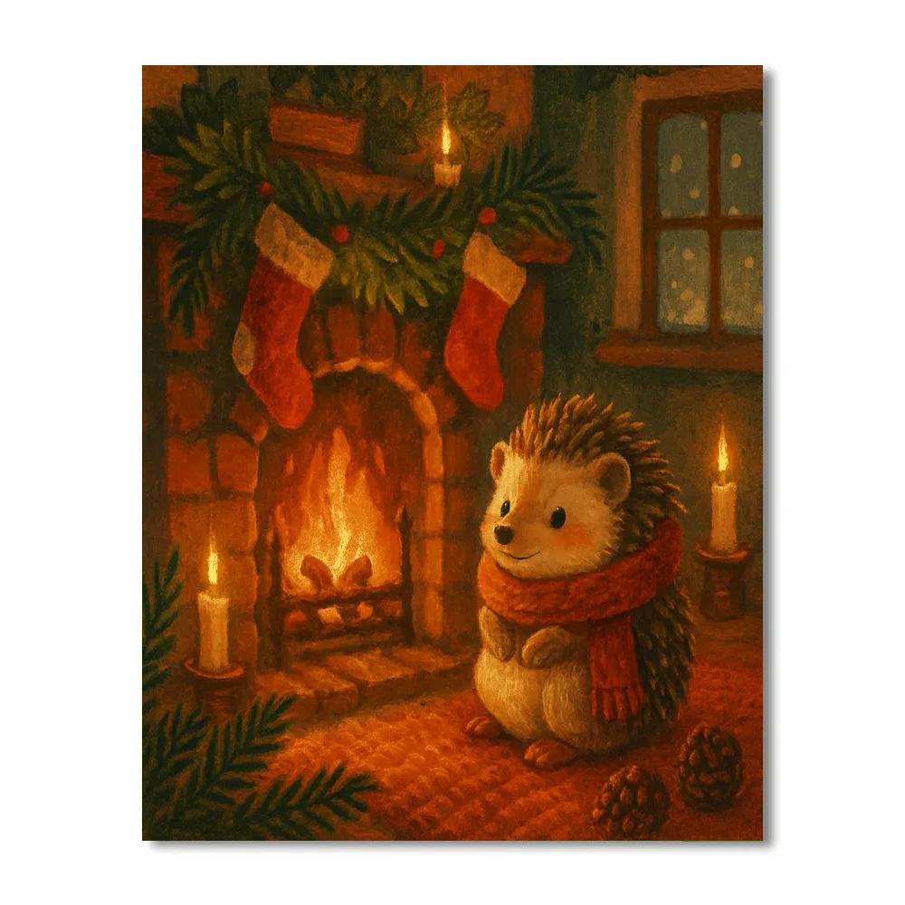 Christmas Hedgehog At Hearth Paint by numbers kits