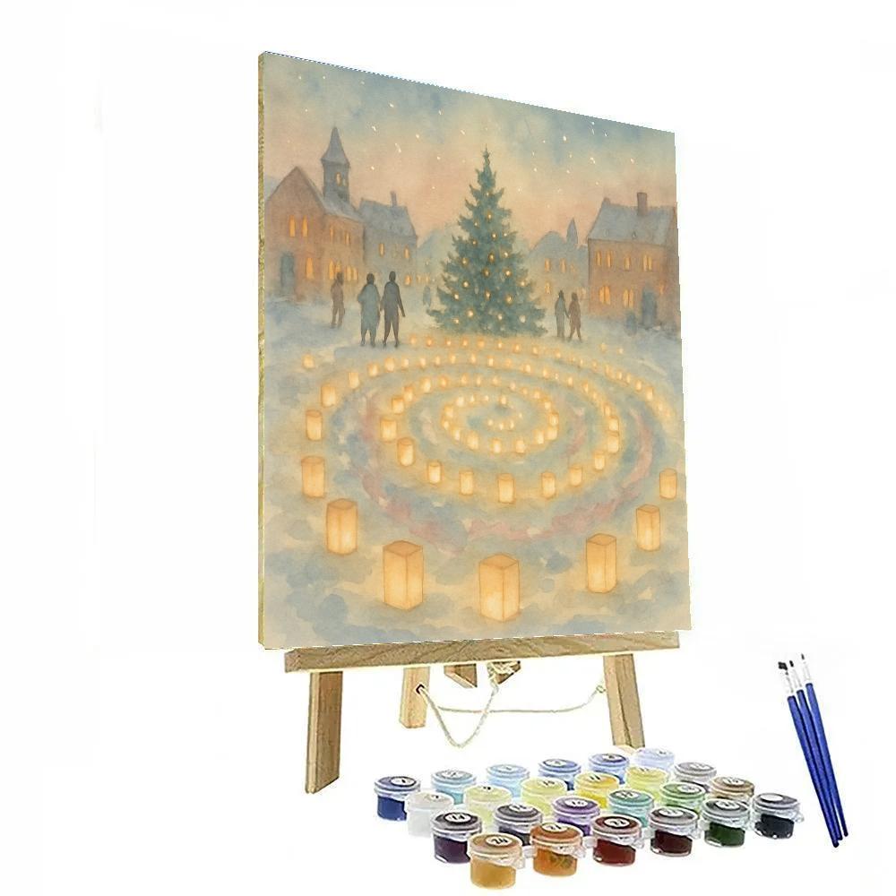 Snowy Town Square Lantern Spiral Paint by numbers kits