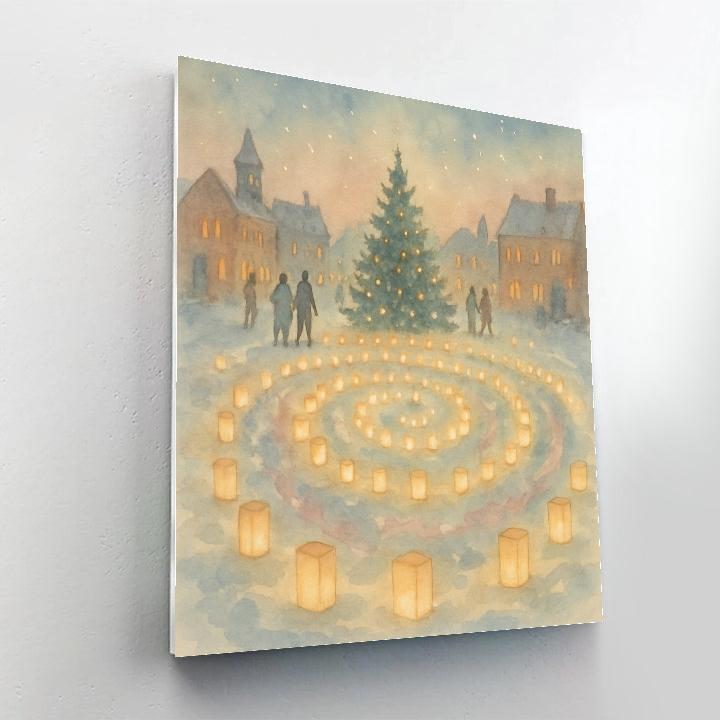 Snowy Town Square Lantern Spiral Paint by numbers kits