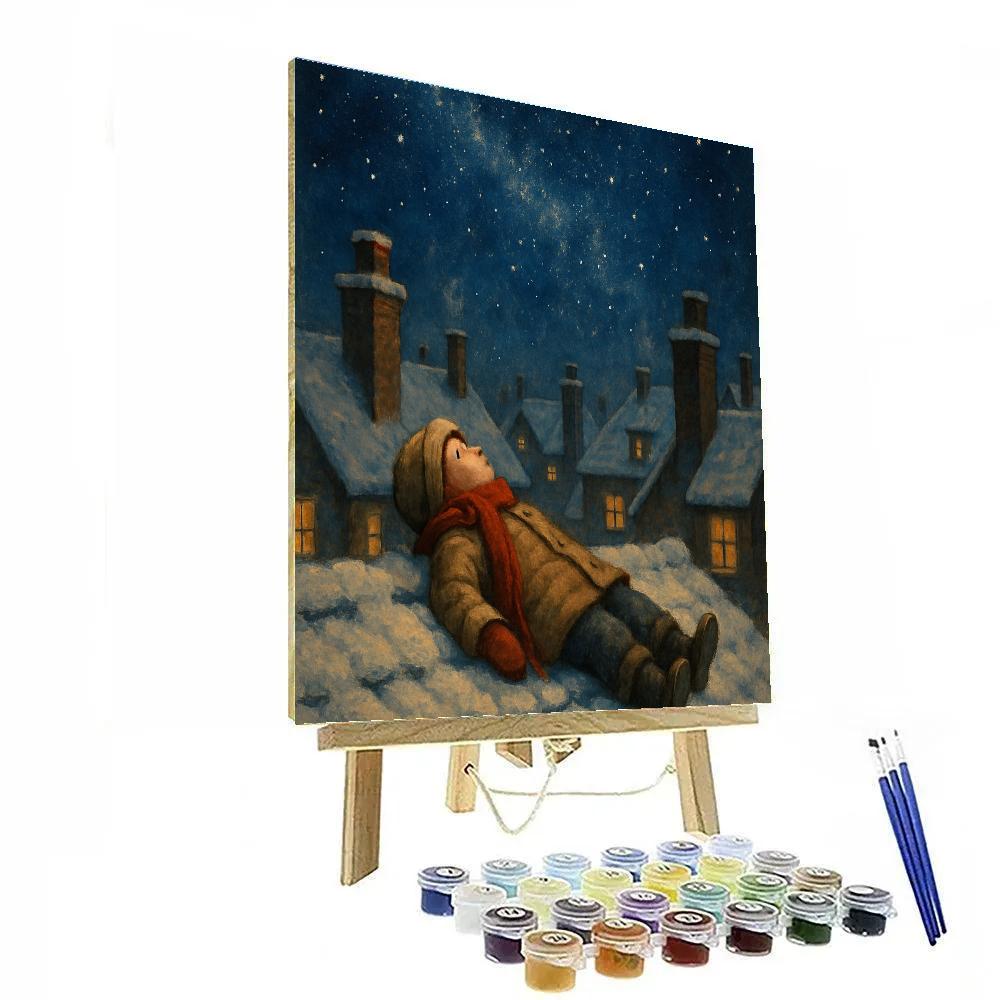 Christmas Stargazer On Rooftop Number painting