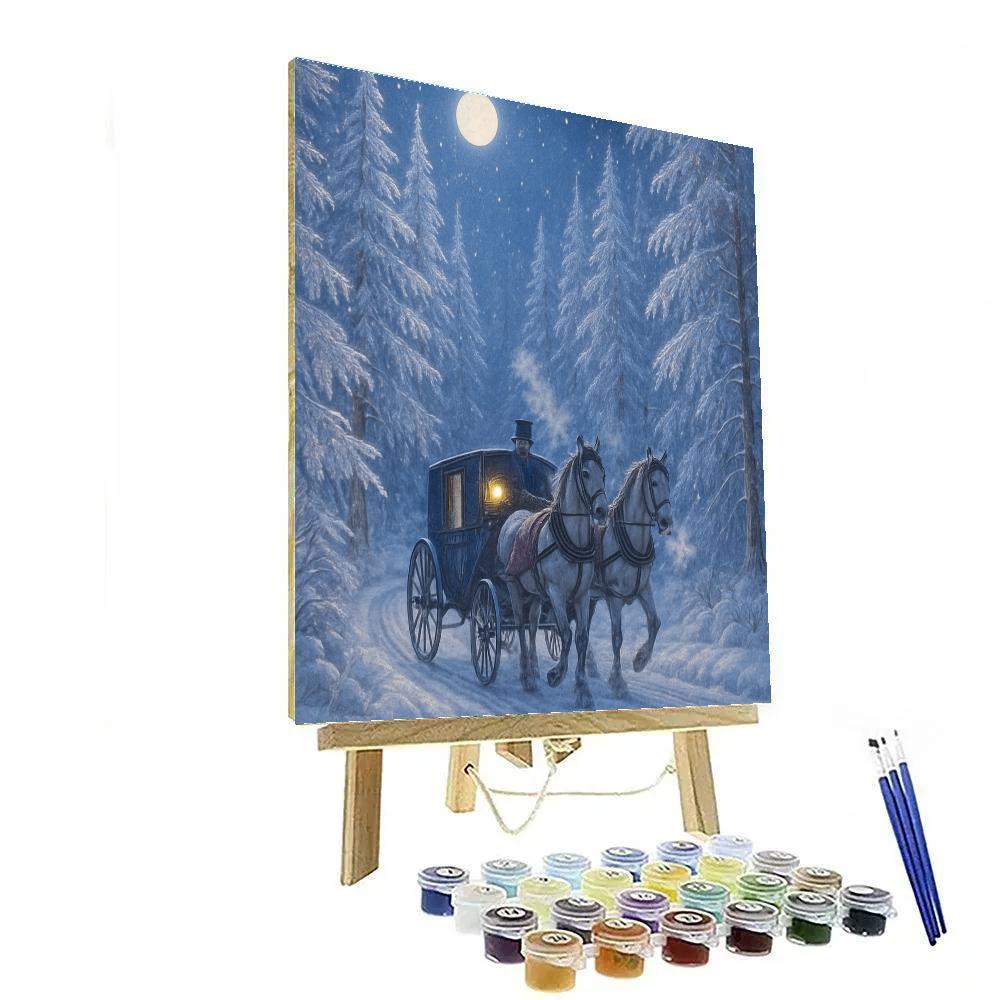 Carriage Ride Through Crystal Pines paint by number