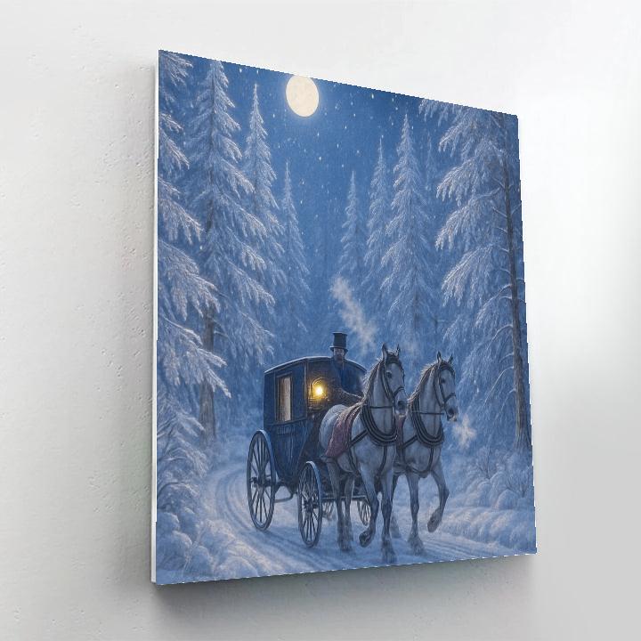 Carriage Ride Through Crystal Pines paint by number
