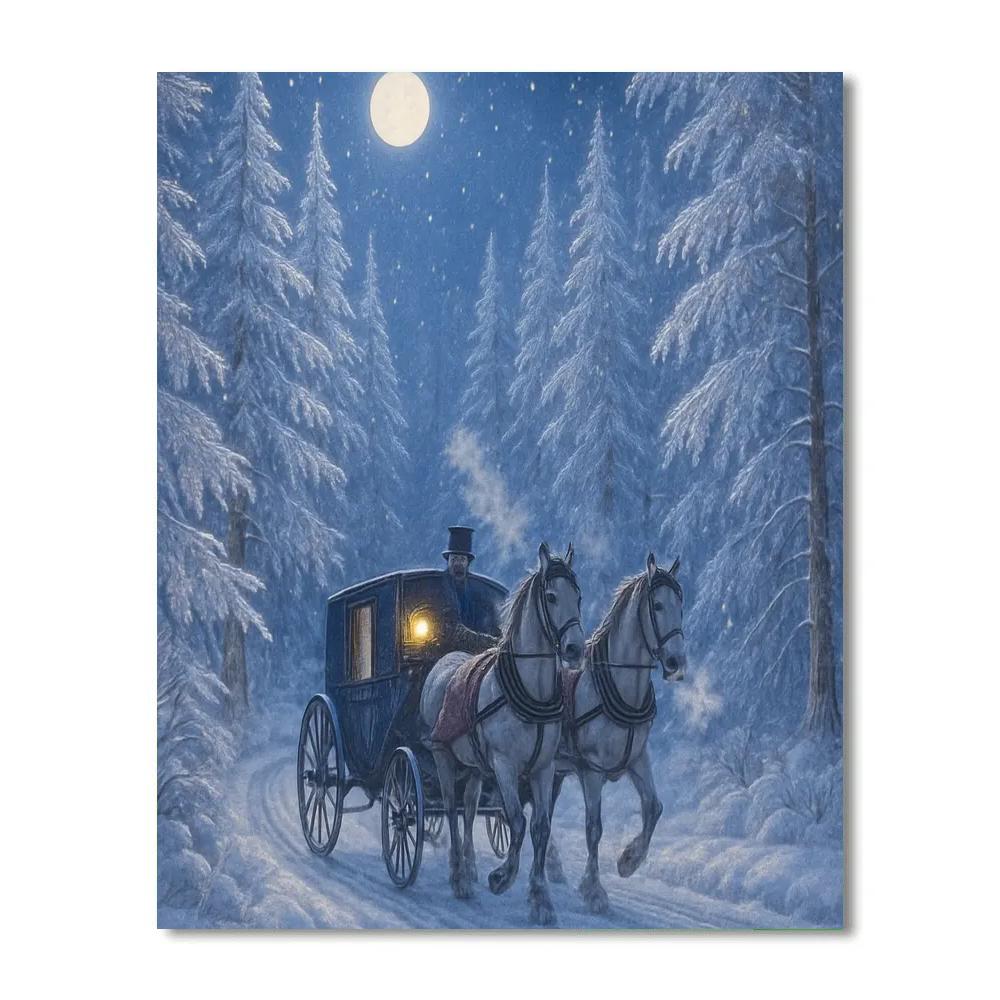 Carriage Ride Through Crystal Pines paint by number