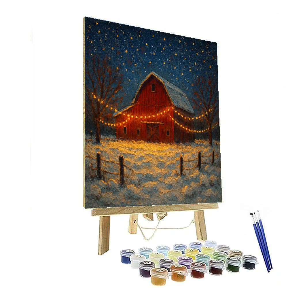 Christmas Barn Starry Sky Dance Painting by numbers kit