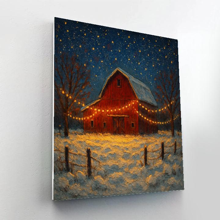 Christmas Barn Starry Sky Dance Painting by numbers kit