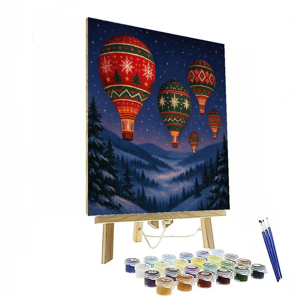 Midnight Christmas Hot Air Balloons Painting by numbers kit