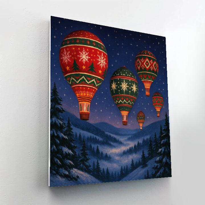 Midnight Christmas Hot Air Balloons Painting by numbers kit