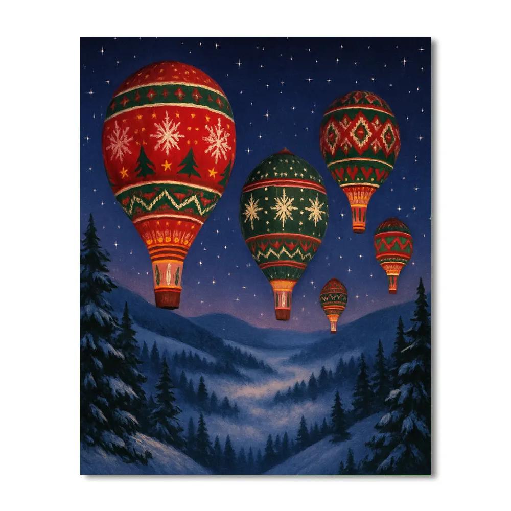 Midnight Christmas Hot Air Balloons Painting by numbers kit