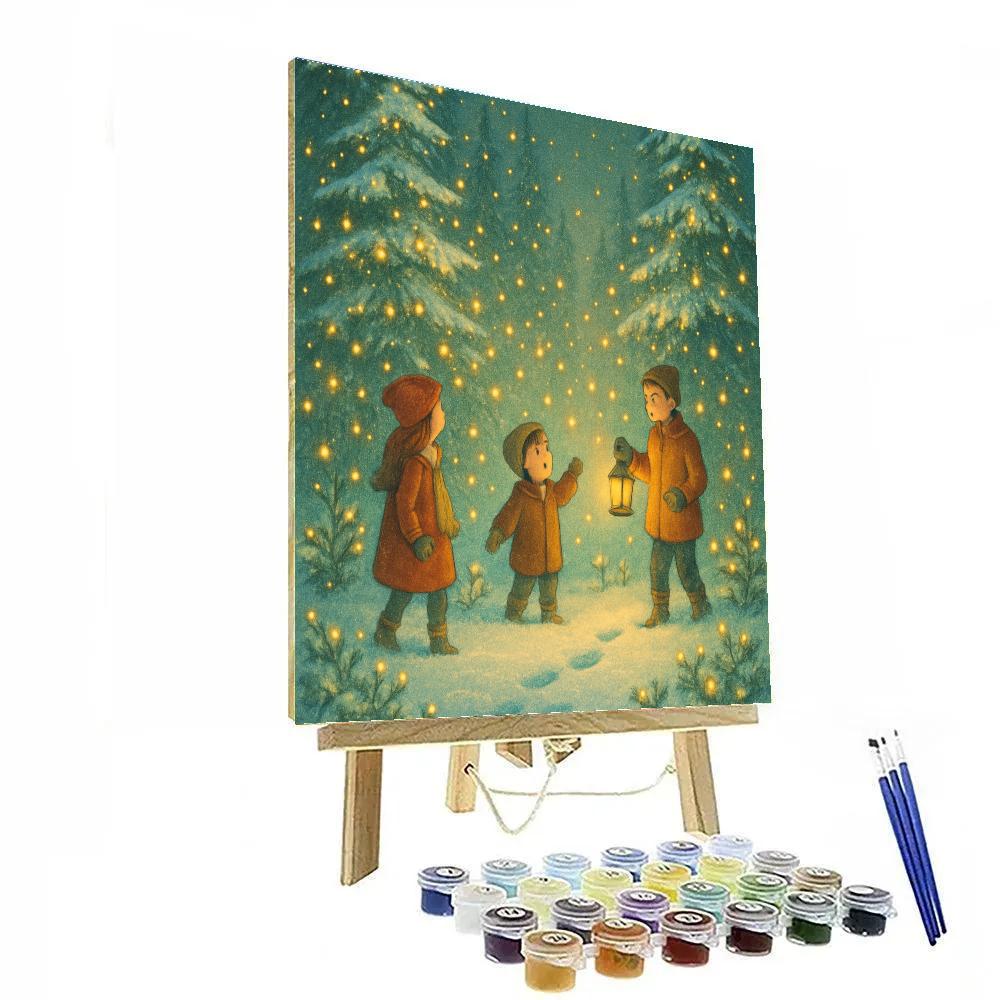 Winter Firefly Forest Christmas Eve Paint by numbers art