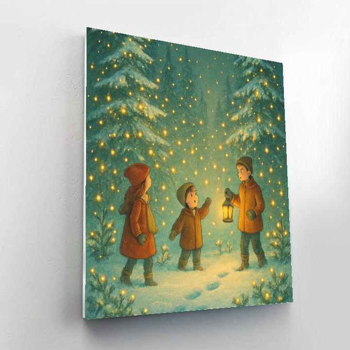 Winter Firefly Forest Christmas Eve Paint by numbers art