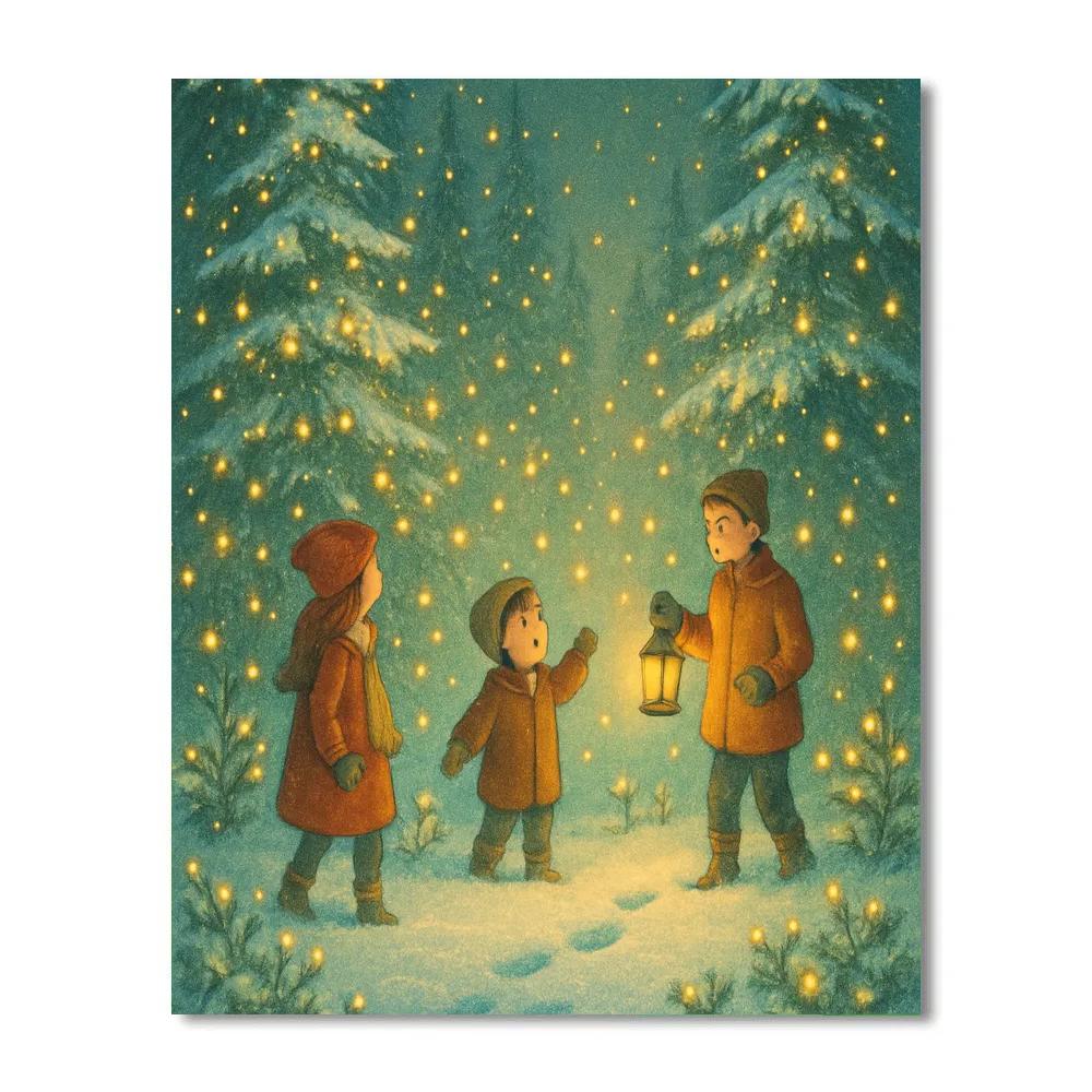 Winter Firefly Forest Christmas Eve Paint by numbers art