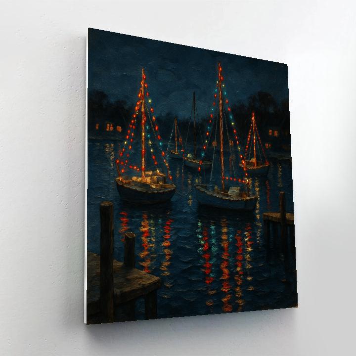 Silent Harbor With Decorated Boats Paint by numbers art