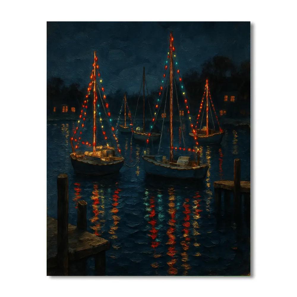 Silent Harbor With Decorated Boats Paint by numbers art