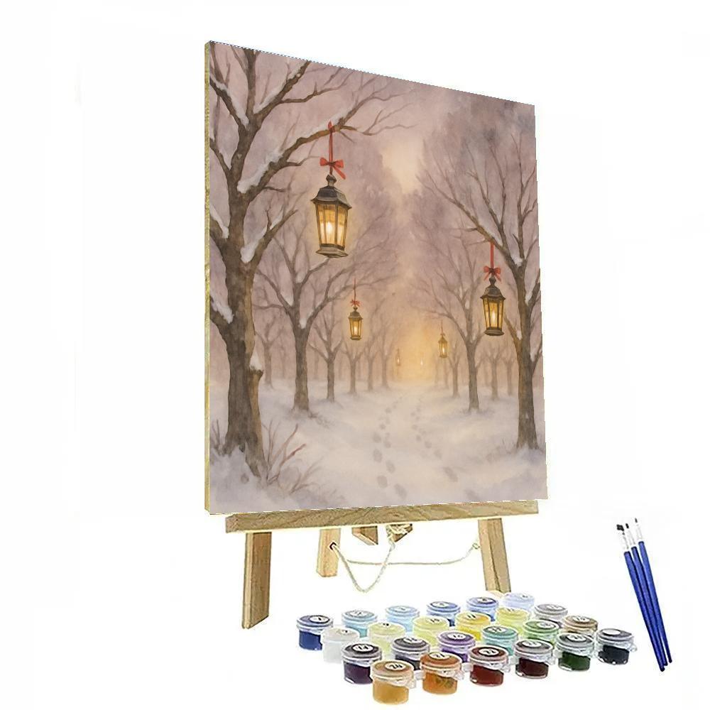 Christmas Lantern Path Through Orchard Painting by numbers kit